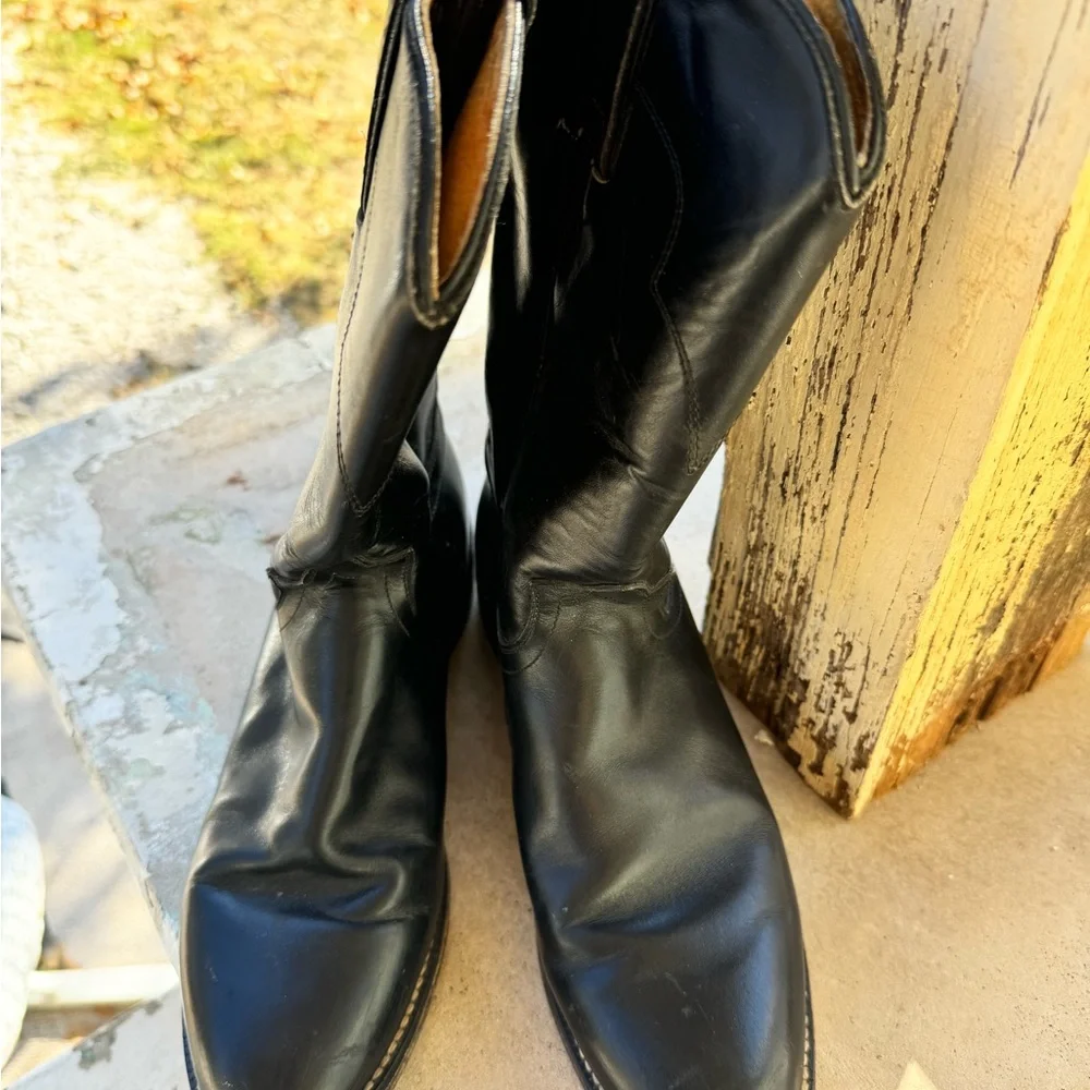 tony lama boys 5.5 B black cowboy boots
